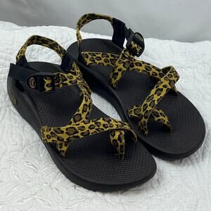 Chaco Women's Size 12 Black/Brown Leopard Z2 Yampa Sandal – Adjustable Strap